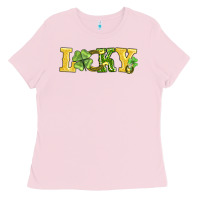 Bubblegum Pink lucky horseshoe and four leaf clover Ladies Tee - AdoDesignShop