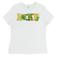 White lucky horseshoe and four leaf clover Ladies Tee - AdoDesignShop