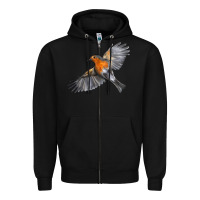 Black Flying American Robin Zipper Hoodie - LillyAllenDesigns