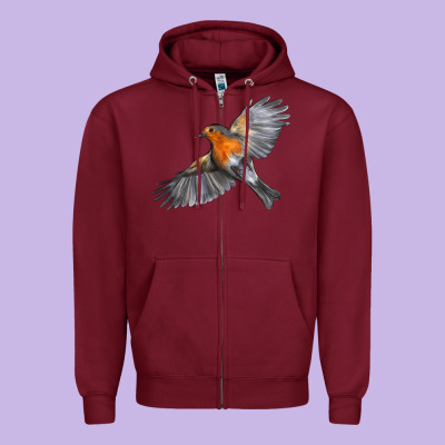 Flying American Robin Zipper Hoodie Designed By Lillyallendesigns