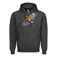 Charcoal Heather Flying American Robin Zipper Hoodie - LillyAllenDesigns