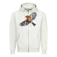 Oatmeal Heather Flying American Robin Zipper Hoodie - LillyAllenDesigns