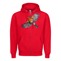 Red Flying American Robin Zipper Hoodie - LillyAllenDesigns