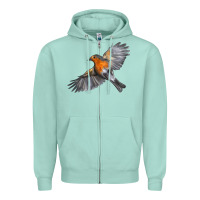 Seafoam Flying American Robin Zipper Hoodie - LillyAllenDesigns