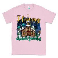 Bubblegum Pink Christmas church and snow   ı love my church family Classic Tee - AdoDesignShop