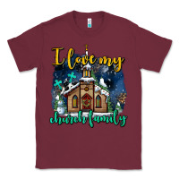 Burgundy Christmas church and snow   ı love my church family Classic Tee - AdoDesignShop