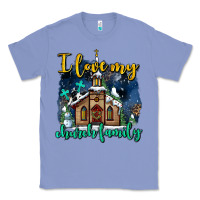 Colony Blue Christmas church and snow   ı love my church family Classic Tee - AdoDesignShop