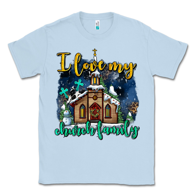 Christmas Church And Snow   ı Love My Church Family Classic Tee by AdoDesignShop | Teevron