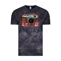 Cloud Black rose grey leopard vintage camera Vintage Tee - FaDigitalArtStudio