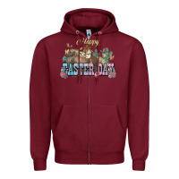 Burgundy Happy Easter Day Rodeo Zipper Hoodie - NancyCooperArtShop