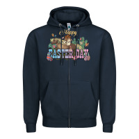 Navy Happy Easter Day Rodeo Zipper Hoodie - NancyCooperArtShop