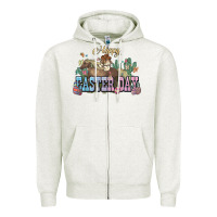Oatmeal Heather Happy Easter Day Rodeo Zipper Hoodie - NancyCooperArtShop
