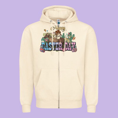 Happy Easter Day Rodeo Zipper Hoodie Designed By Nancycooperartshop