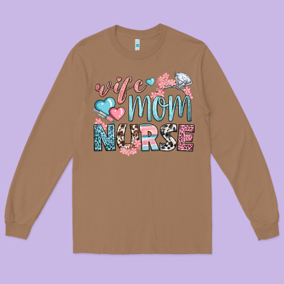 Wife Mom Nurse Long Sleeve Tee Designed By Bundleandbundleshop