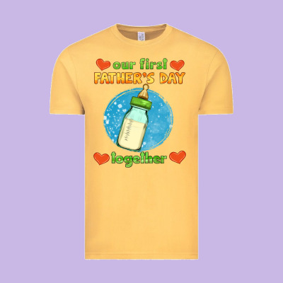 Our First Father's Day Together And Baby Bottle Vintage Tee Designed By Hra Design Shop