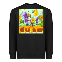 Black honeydrip bee lavender daisy sunflower seamless pa Heavyweight Sweatshirt - FaDigitalArtStudio