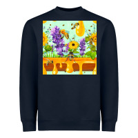 Navy honeydrip bee lavender daisy sunflower seamless pa Heavyweight Sweatshirt - FaDigitalArtStudio