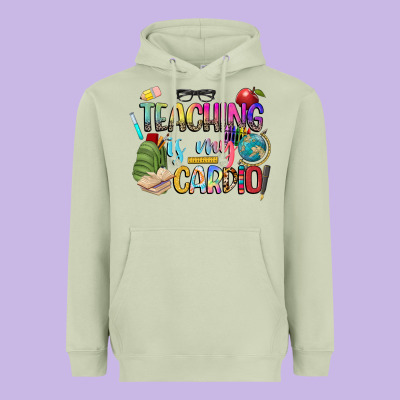 Teaching Is My Cardio Heavyweight Hoodie Designed By Nancycooperartshop