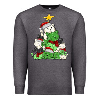 Charcoal Heather Christmas cat tree Premium Sweatshirt - MaliasSmallBusiness