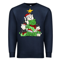 Navy Christmas cat tree Premium Sweatshirt - MaliasSmallBusiness