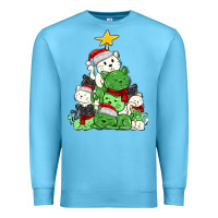 Ocean Blue Christmas cat tree Premium Sweatshirt - MaliasSmallBusiness