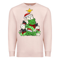 Pale Pink Christmas cat tree Premium Sweatshirt - MaliasSmallBusiness