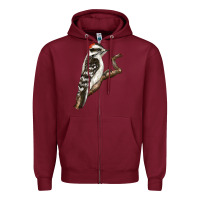 Burgundy Downy Woodpecker Zipper Hoodie - LillyAllenDesigns