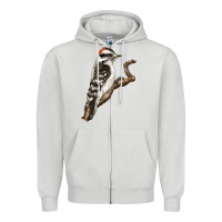 Dove Grey Downy Woodpecker Zipper Hoodie - LillyAllenDesigns