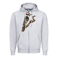 Heather Grey Downy Woodpecker Zipper Hoodie - LillyAllenDesigns