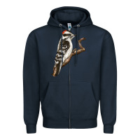 Navy Downy Woodpecker Zipper Hoodie - LillyAllenDesigns