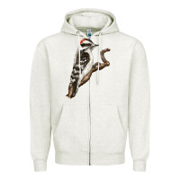 Oatmeal Heather Downy Woodpecker Zipper Hoodie - LillyAllenDesigns