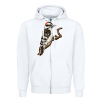 White Downy Woodpecker Zipper Hoodie - LillyAllenDesigns