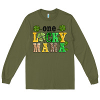 Army Green one lucky mama Long Sleeve Tee - AdoDesignShop
