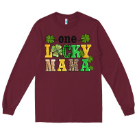 Burgundy one lucky mama Long Sleeve Tee - AdoDesignShop