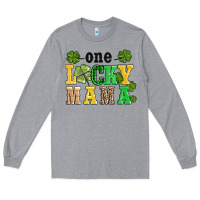 Heather Grey one lucky mama Long Sleeve Tee - AdoDesignShop