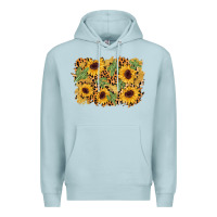 Blue Mist cactus leopard sunflower glitter background Premium Hoodie - AdoDesignShop