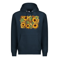 Navy cactus leopard sunflower glitter background Premium Hoodie - AdoDesignShop