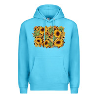 Ocean Blue cactus leopard sunflower glitter background Premium Hoodie - AdoDesignShop
