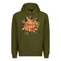 Army Green lunch lady tie dye sunflower Premium Hoodie - BarkalooDesign