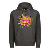 Charcoal Heather lunch lady tie dye sunflower Premium Hoodie - BarkalooDesign
