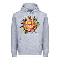 Heather Grey lunch lady tie dye sunflower Premium Hoodie - BarkalooDesign