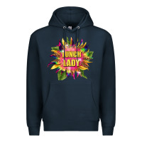 Navy lunch lady tie dye sunflower Premium Hoodie - BarkalooDesign