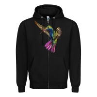 Black Broad Billed Hummingbird Zipper Hoodie - LillyAllenDesigns
