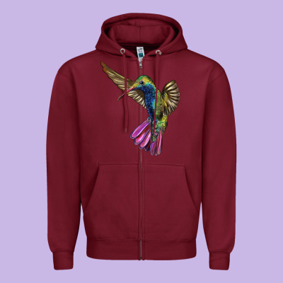 Broad Billed Hummingbird Zipper Hoodie Designed By Lillyallendesigns