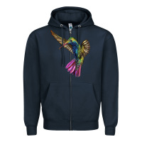 Navy Broad Billed Hummingbird Zipper Hoodie - LillyAllenDesigns