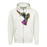 Oatmeal Heather Broad Billed Hummingbird Zipper Hoodie - LillyAllenDesigns