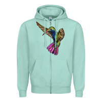 Seafoam Broad Billed Hummingbird Zipper Hoodie - LillyAllenDesigns
