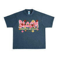 Midnight Navy bloom where you are planted Urban Heavy Tee - JahusDesignShop