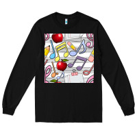 Black music class seamless pattern Long Sleeve Tee - BundleAndBundleShop
