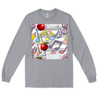 Heather Grey music class seamless pattern Long Sleeve Tee - BundleAndBundleShop